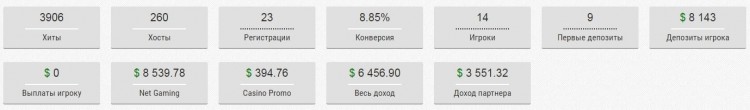 Партнёрская программа Poshfriends - Статистика заработка